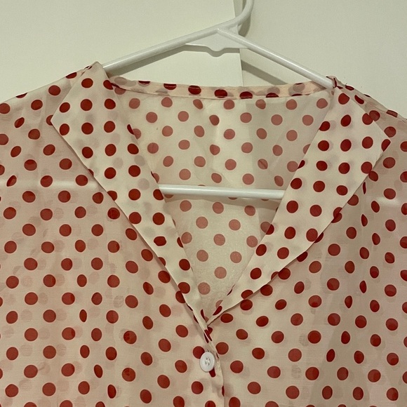 Retro Stage Red Polka Dot Cap Sleeve Blouse women’s large - NWT - Picture 3 of 5